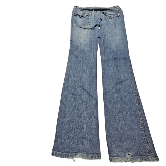 Wet Seal Jeans Womens Size 7 Long Boot Cut Low Rise Medium Wash Denim Pants - Picture 3 of 5